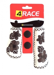 4Race gripy ergo 135+95mm imitace kůže květy bílo-hnědá