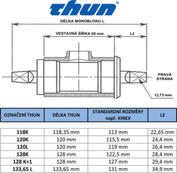 Thun středová osa Jive 3.0 monoblok 68-118 BSA 