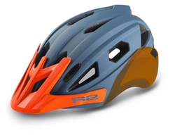 R2 helma Wheelie (2024) petrol modrá-neon oranžová matná