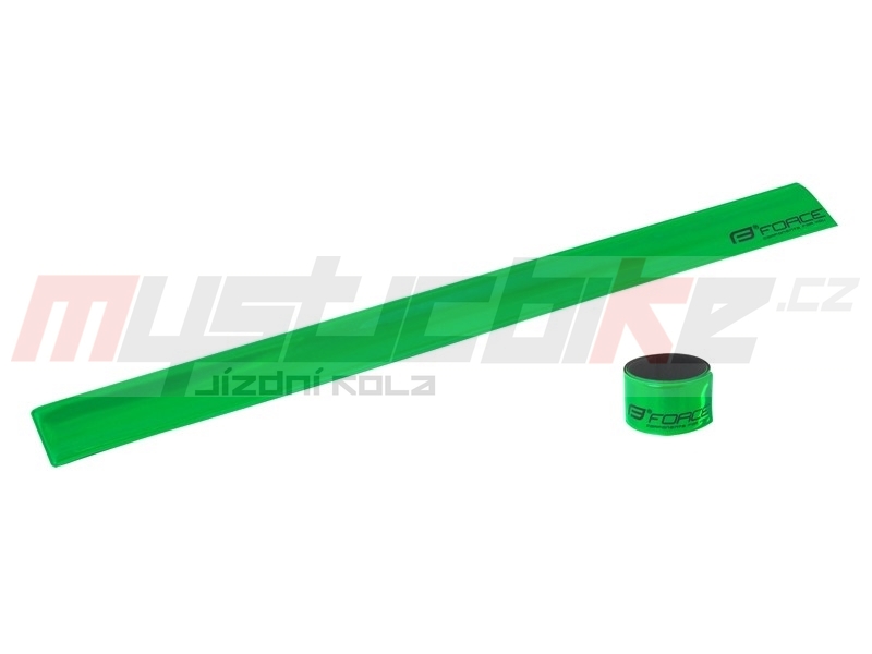 Force reflexní pásek samonavíjecí 38cm,  zelená